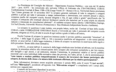 Nota MIUR sciopero 10 nov. 2017