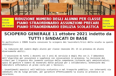 11 OTTOBRE SCIOPERO, ore 9 troviamoci a Padova in ple FFSS, a Mestre/Venezia a Ple Cialdini
