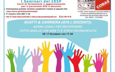 8° incontro CESP online: “Scatti & carriera (ATA e docenti): azioni legali per recuperare tutto quello che non ti è stato riconosciuto”