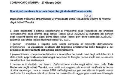 Non si può cambiare la scuola dopo che gli studenti l’hanno scelta!  Da "https://www.reteistitutitecnici.it/"