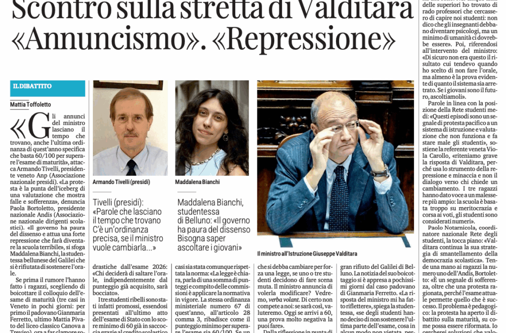 MATURITA’: ORALE?  redazione + dal Mattino di Padova